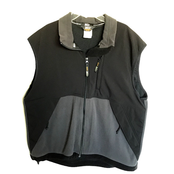 REI Other - REI Mans L Black/Gray Fleece Full Zipper Vest Zipped Pockets Men's Size L